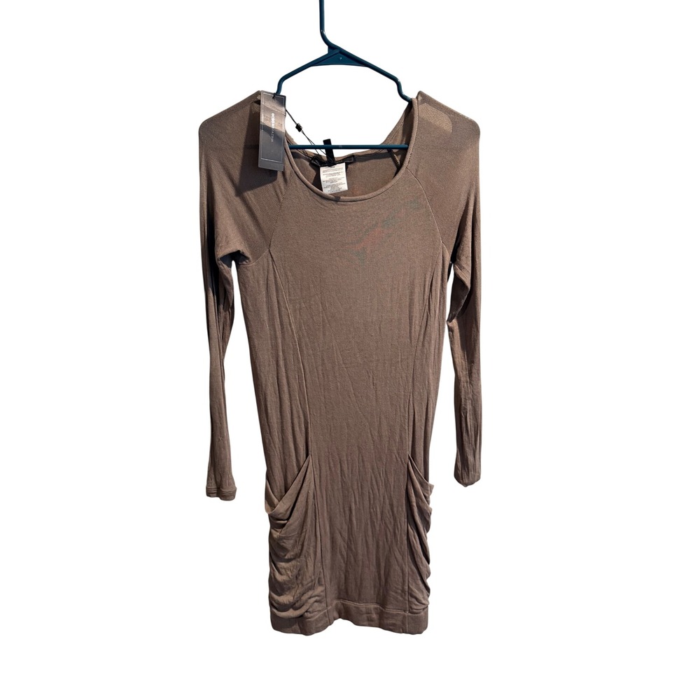 BCBG Max Azria Brown Ruched Pocket Long Sleeve Sweater‎ Dress Size S